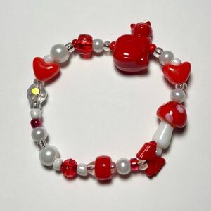✨ Cute red and white cat kandi